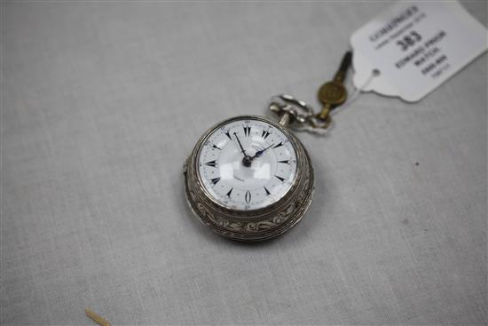 A Victorian silver triple cased keywind verge pocket watch made for the Turkish market, by Edward Prior, London,